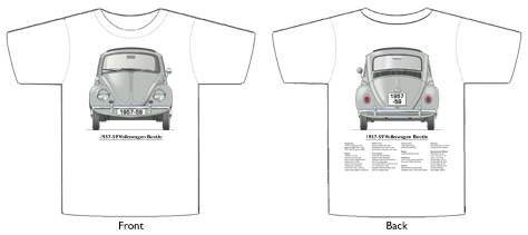 VW Beetle 1957-59 T-shirt Front & Back